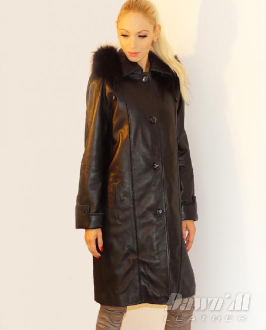 дамско кожено палто - 8