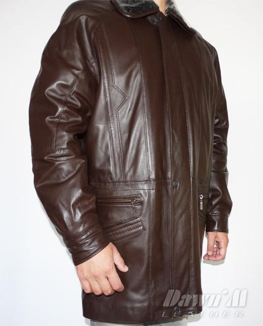 Кожена шуба Мафия - кафява