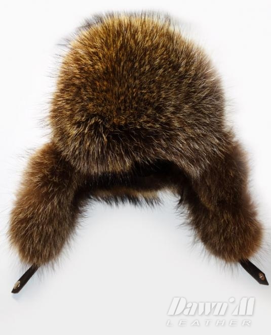 Мъжка кожена ушанка с вълк