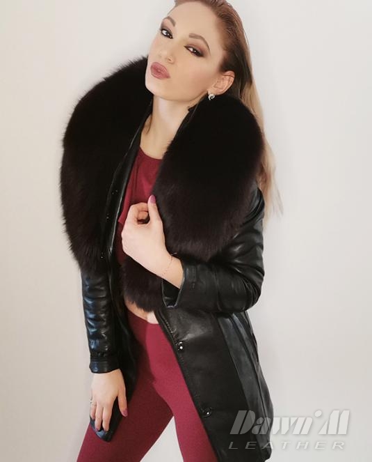 Дамско кожено палто 061