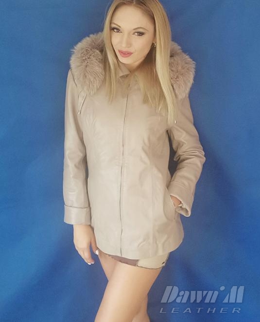 Кожено яке с качулка - модел 004