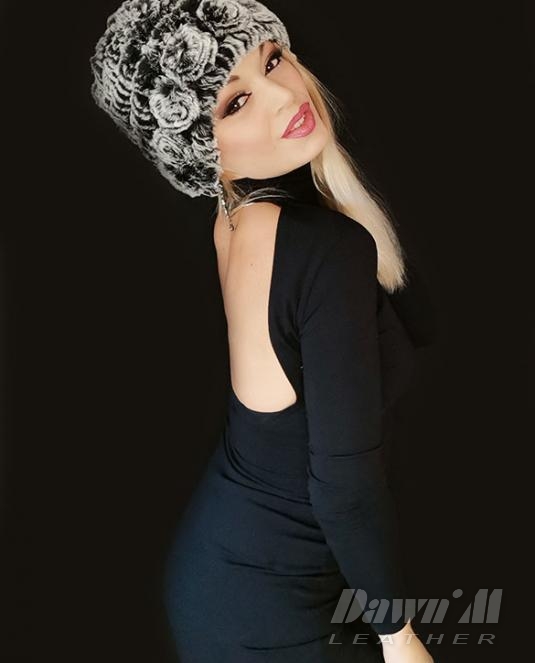 Кожена шапка чинчила