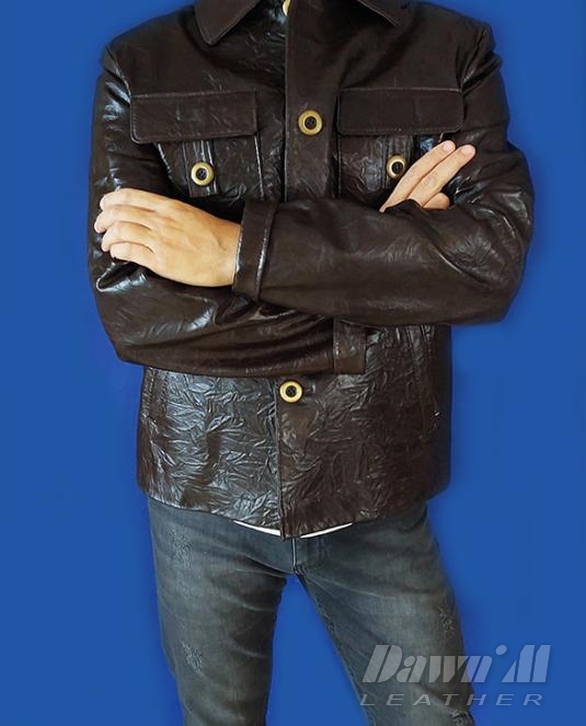 Мъжко кожено сако в кафяво Жан Пол