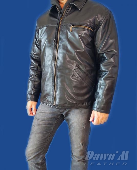 Мъжко кожено яке агнешка кожа - право