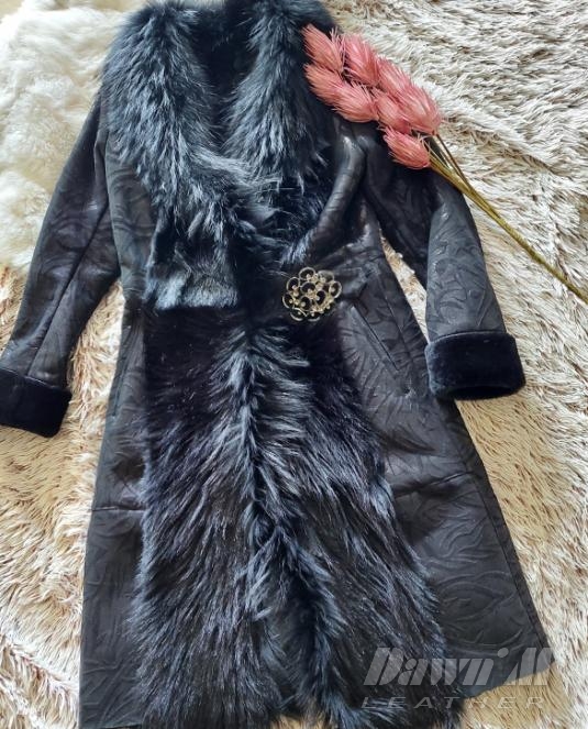 Дълъг дамски кожух от естествена кожа - 5