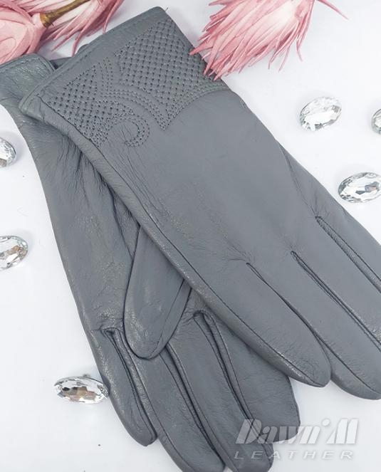 Дамски кожени ръкавици - GREY  BUTTERFLY