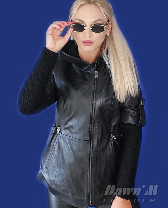 Дамско кожено яке SHINY black