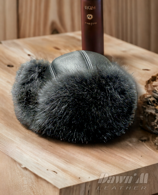 Мъжка кожена ушанка Raccoon