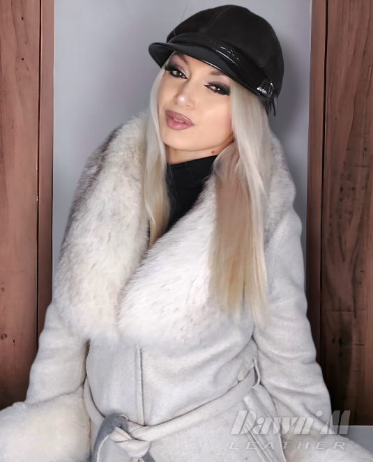 Дамска кожена шапка Luxury brown