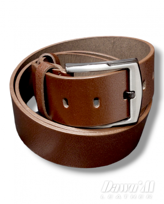 Мъжки кожен колан за дънки в кафяво