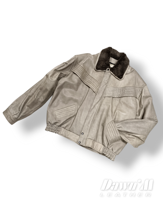 мъжко кожено яке на ластик - 2