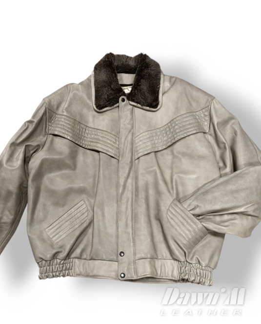 мъжко кожено яке на ластик - 1