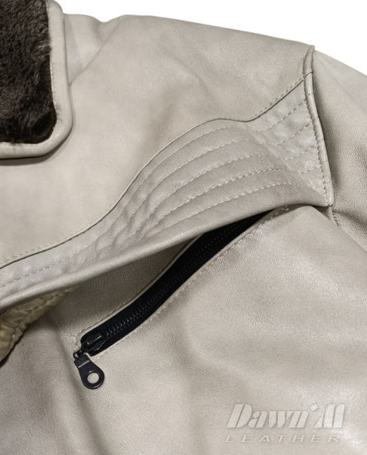 мъжко кожено яке на ластик - 3