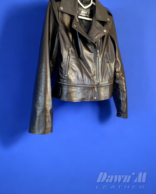 дамско кожено яке с лисица - 11