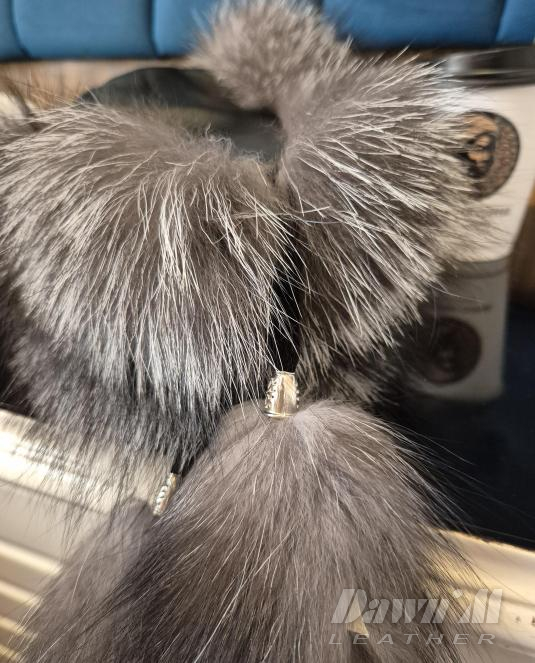 кожена ушанка сребърна лисица - 3