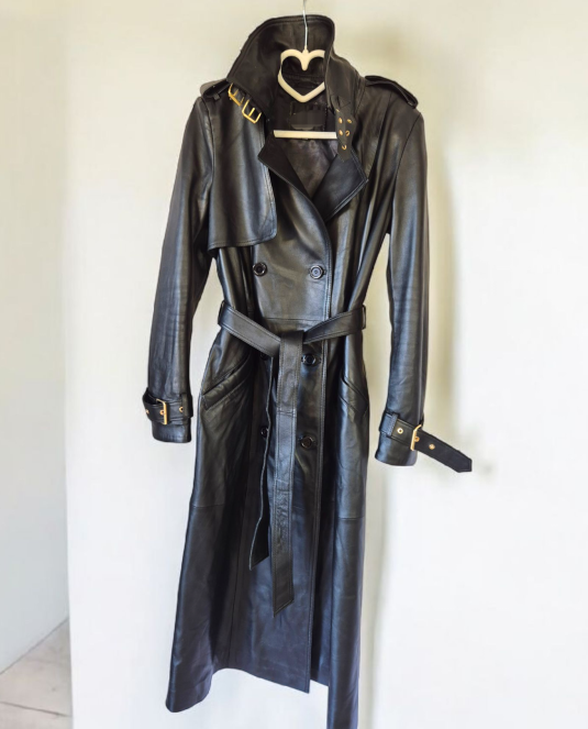 дамски кожен тренч - 9