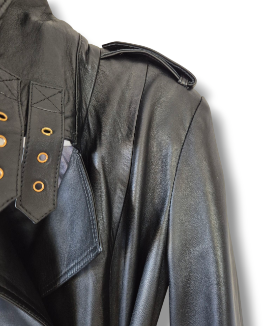 дамски кожен тренч - 11