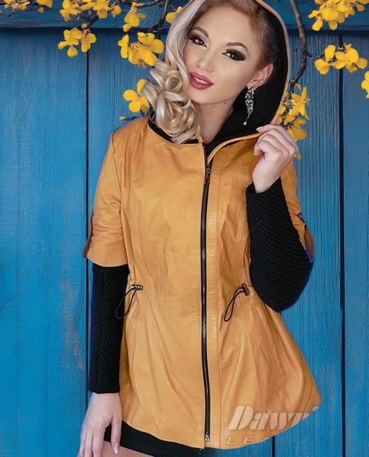 Дамско кожено яке SHINY yellow - 3