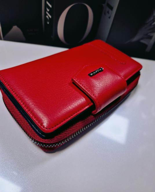 Луксозно дамско портмоне Grande от естествена кожа в червено - 2