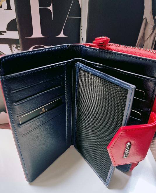 Луксозно дамско портмоне Grande от естествена кожа в червено - 9