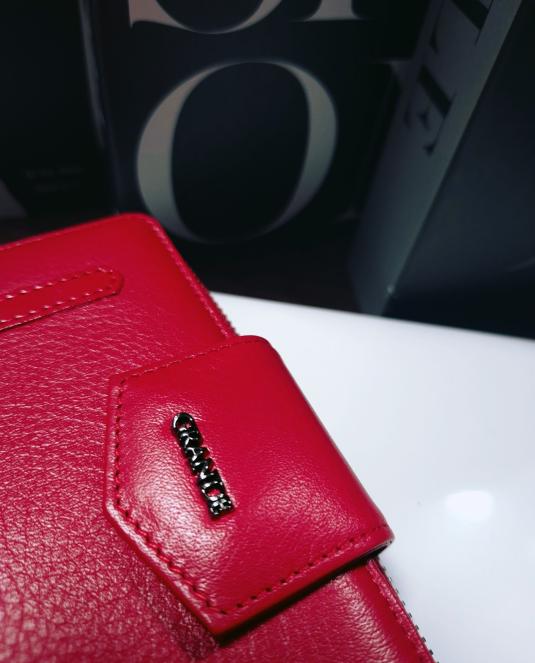 Луксозно дамско портмоне Grande от естествена кожа в червено - 4