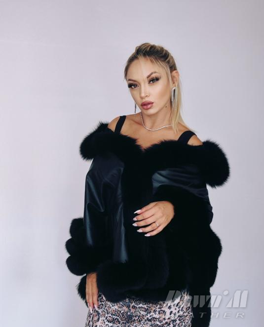 Луксозно кожено пончо Foxy Elegance - 8