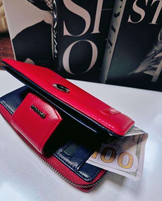 Луксозно дамско портмоне Grande от естествена кожа в червено - 6