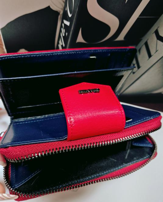 Луксозно дамско портмоне Grande от естествена кожа в червено - 7