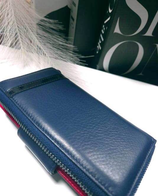 дамско кожено портмоне в синьо - 5