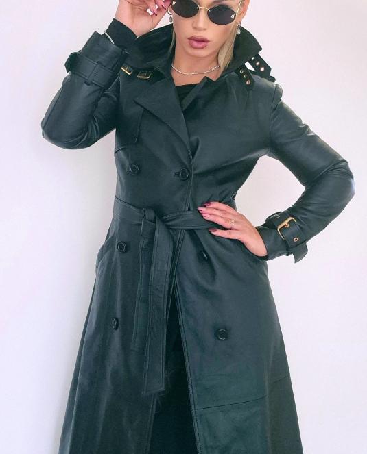 Дамски кожен тренч - 1