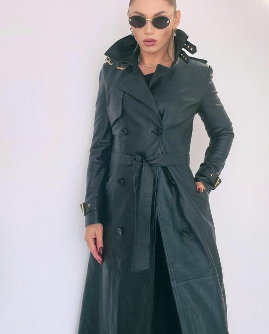 Дамски кожен тренч