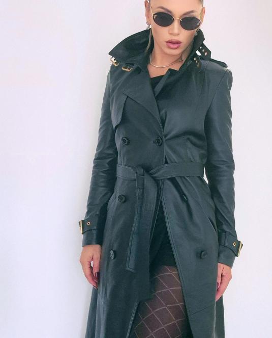 Дамски кожен тренч - 4