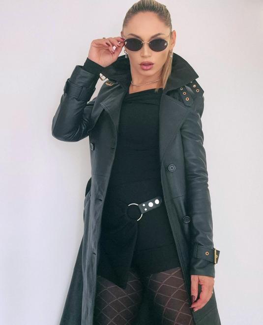 Дамски кожен тренч - 3