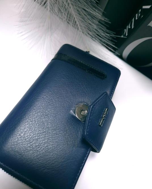 дамско кожено портмоне в синьо - 6