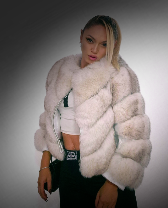 дамско кожено яке с косъм - 8