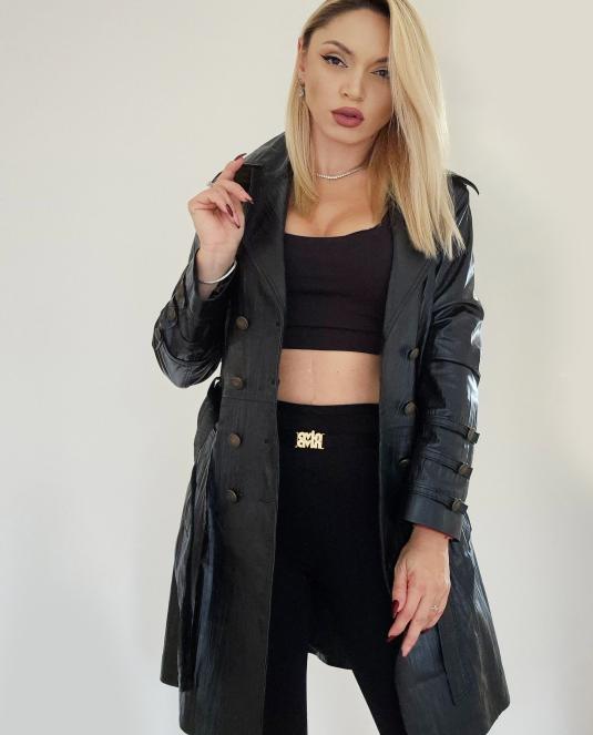 дамски кожен тренч - 6