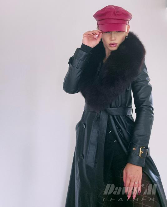 PREMIUM COLLECTION дамски кожен каскет