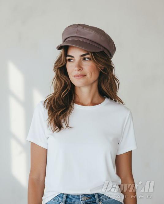 Дамски кожен каскет Café Latte