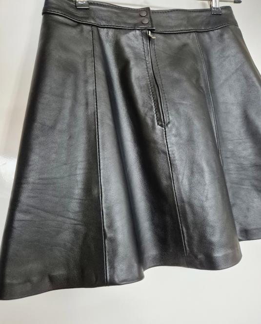 Кожена пола с висока талия - 4