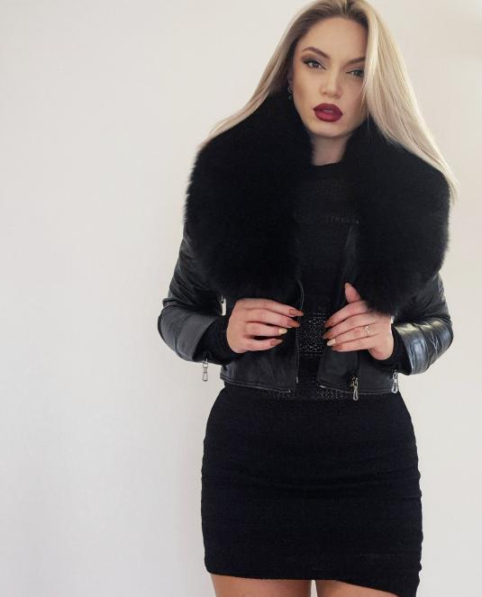 дамско кожено яке с лисица - 1