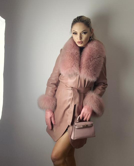 дамско кожено палто - 8