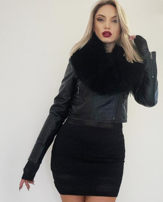 дамско кожено яке с лисица - 3