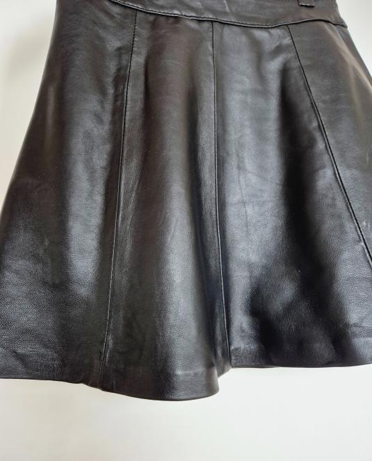 Кожена пола с висока талия - 6