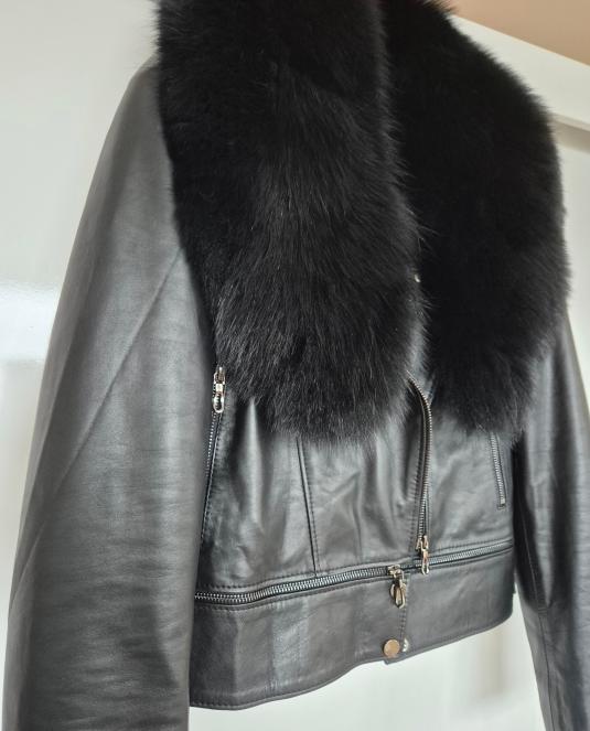 дамско кожено яке с лисица - 10