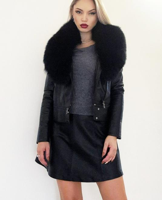 Кожена пола с висока талия