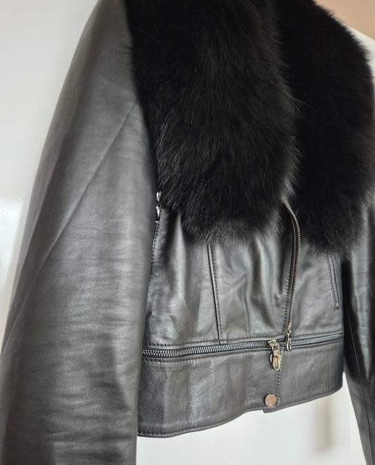 дамско кожено яке с лисица - 7