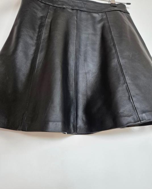 Кожена пола с висока талия - 5