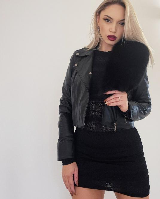 дамско кожено яке с лисица - 2