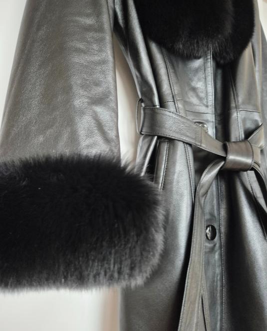 Дамско кожено палто BLACK LUXURY - 5