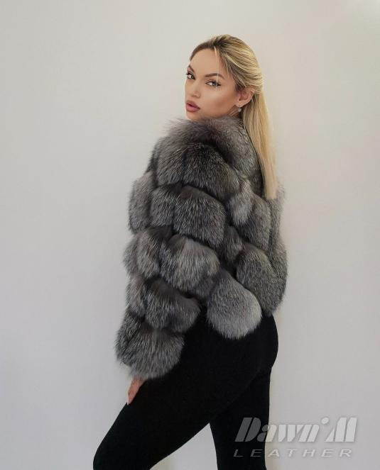 дамски кожух сребърна лисица - 3